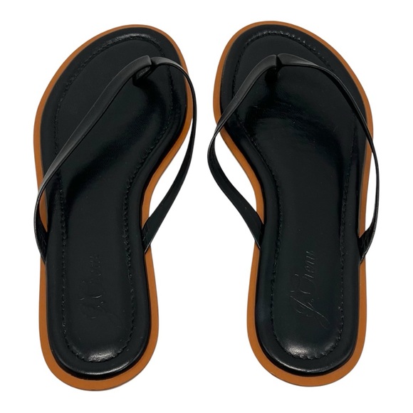 J. Crew Sorrento Black Leather Thong Slip On Casual Minimalist Sandals Women’s 9 - Picture 9 of 14